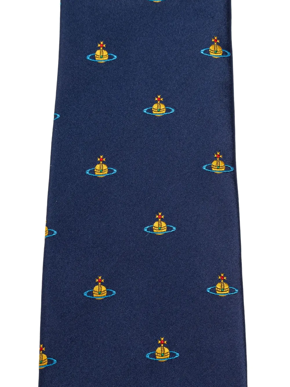 Vivienne Westwood Orb Embroidery Tie In Blue