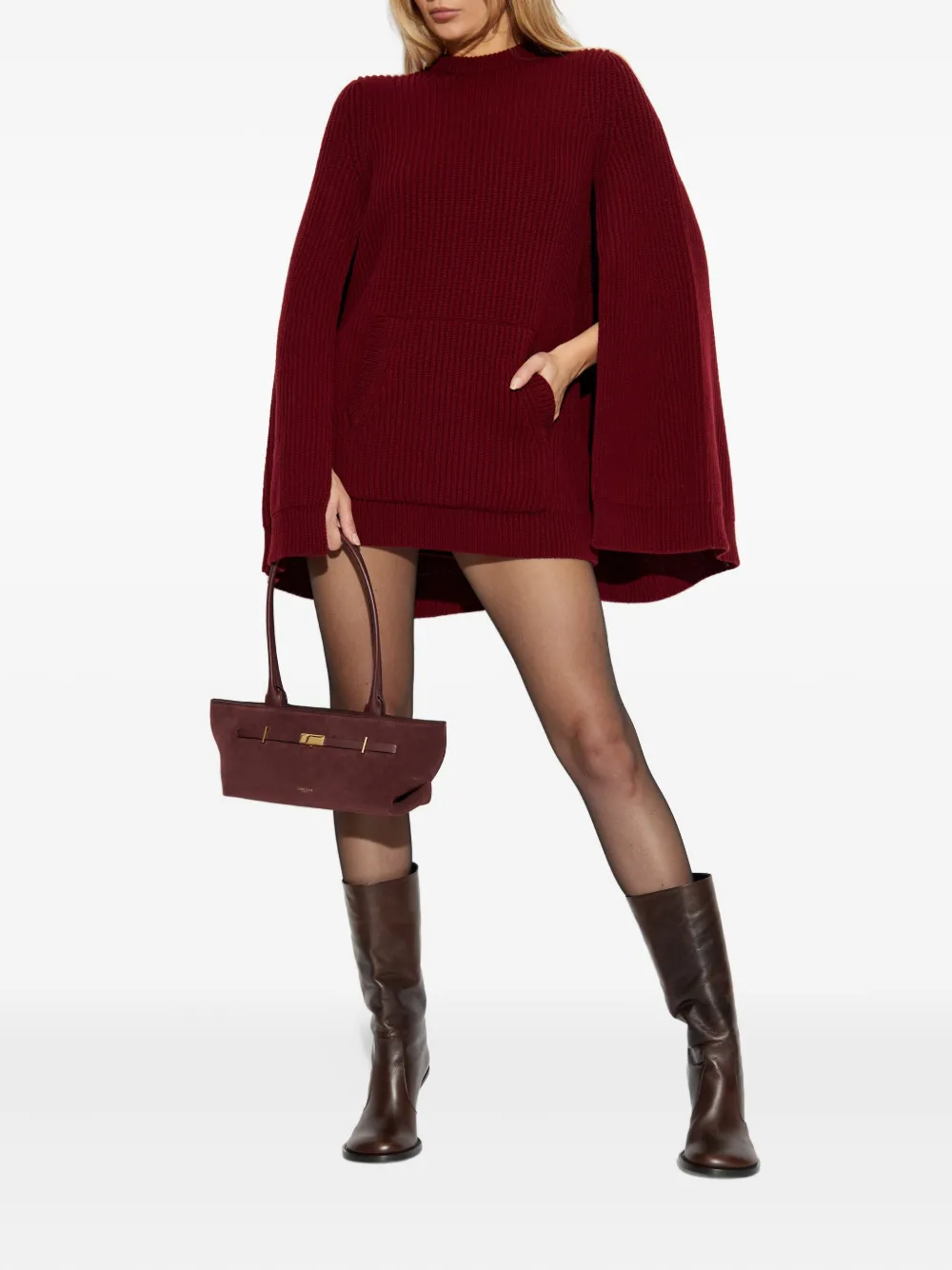 Max Mara Astoria mini-jurk met cape zak - Rood