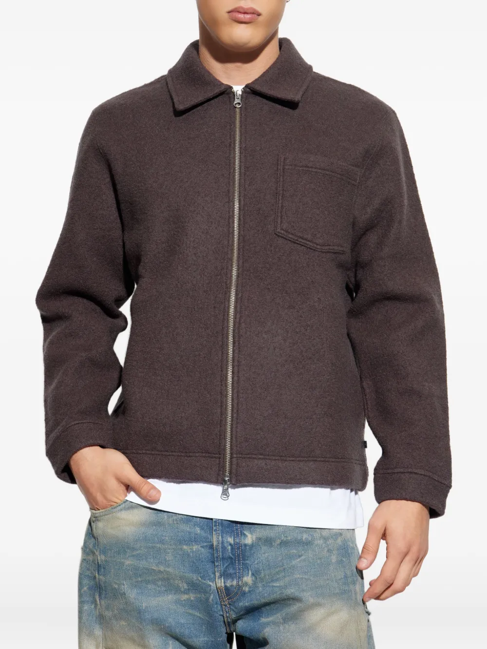 Samsoe & Samsoe Zip-front Patch-pocket Jacket In Brown
