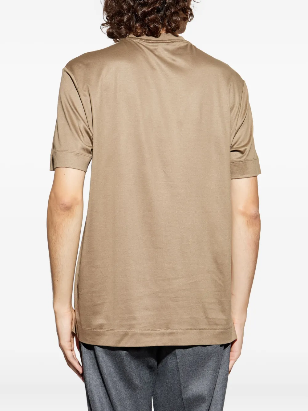 Emporio Armani Asv Lyocell-blend Jersey T-shirt With Oversized Embroidery In Nude