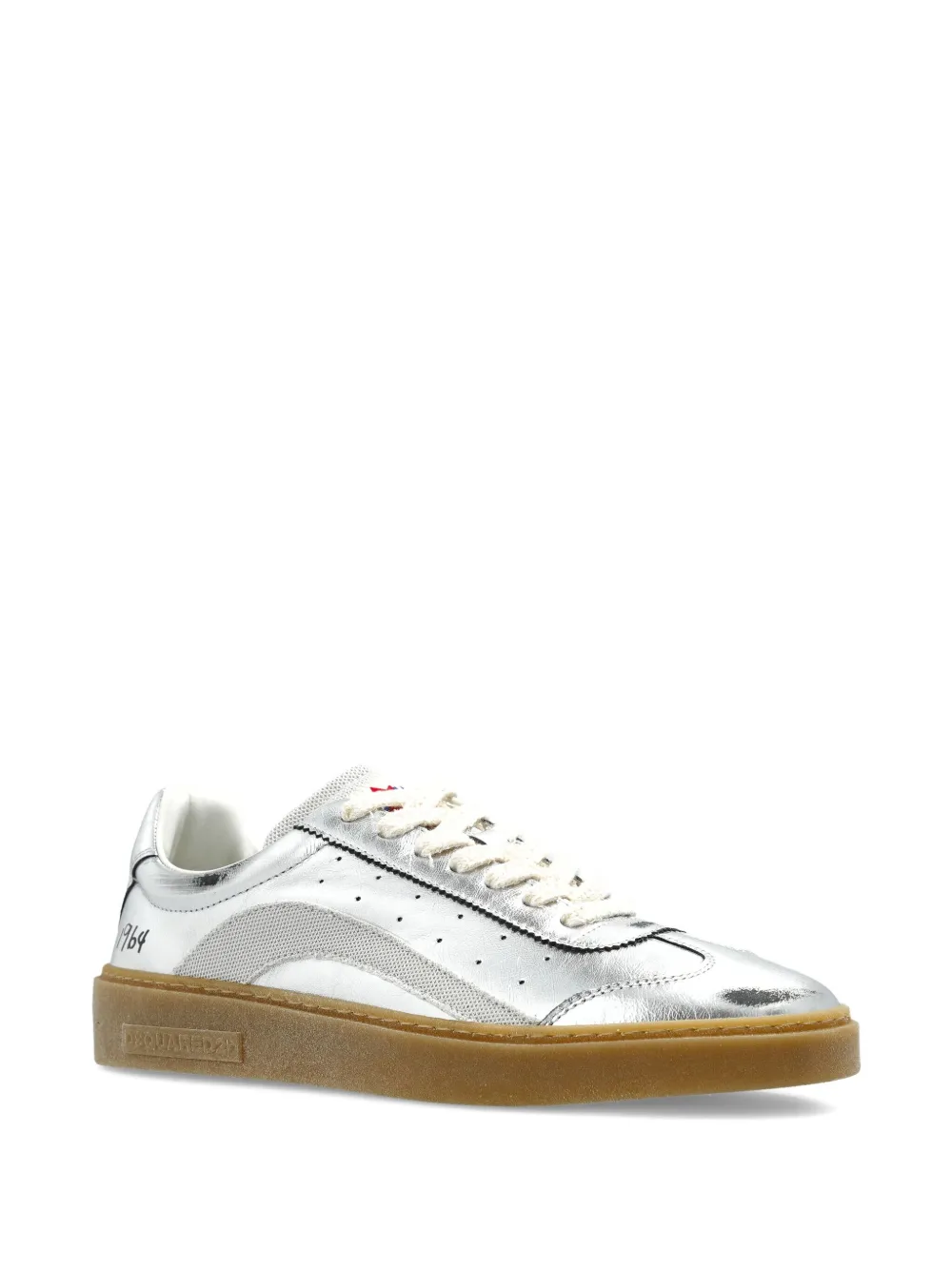 DSQUARED2 Rider metallic leather sneakers Silver