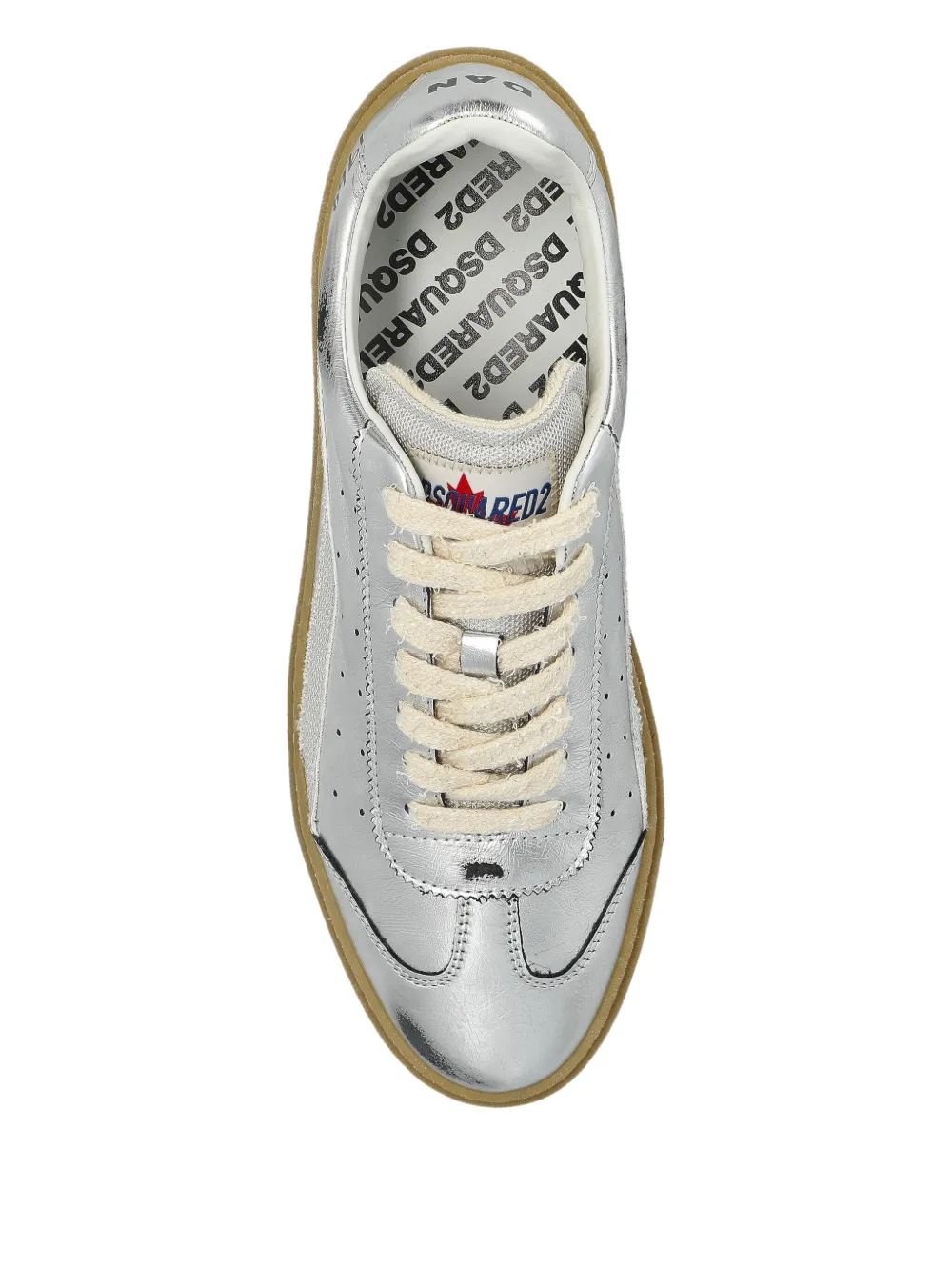 DSQUARED2 Rider metallic leather sneakers Silver