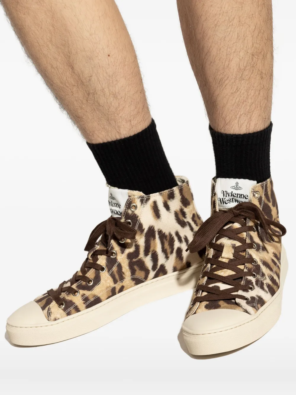 Vivienne Westwood Lace-up High-top Casual Shoes In Animal Print