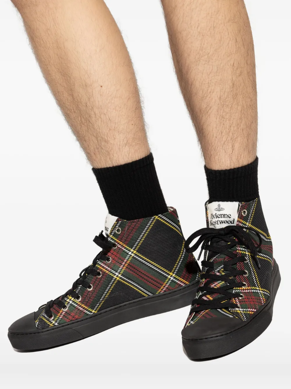 Vivienne Westwood High-top sneakers met tartan ruit Zwart