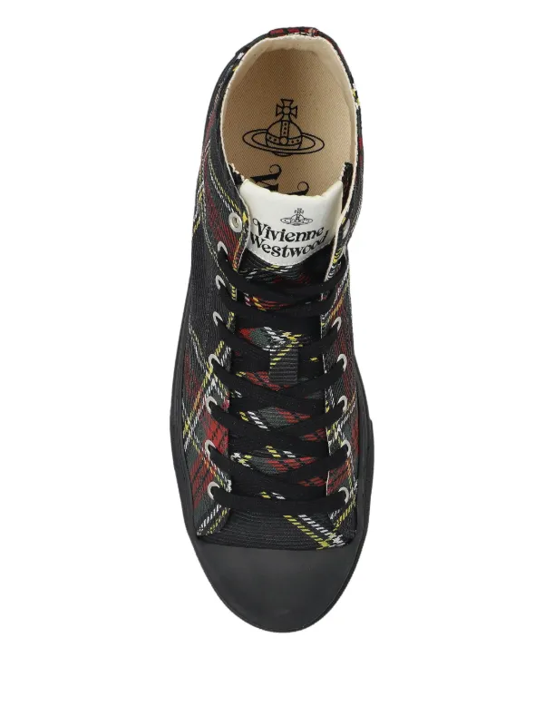 靴 Vivienne Westwood HIGH TOP TARTAN 25cm Vivienne Westwood Tartan high-top Sneakers | Black | FARFETCH IL