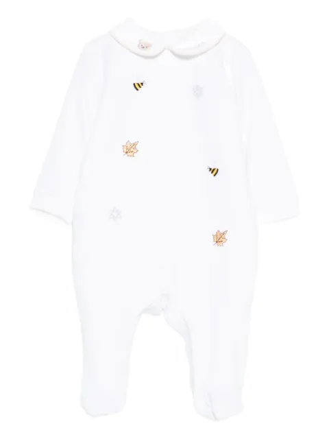 NANAN embroidered round-collar babygrow