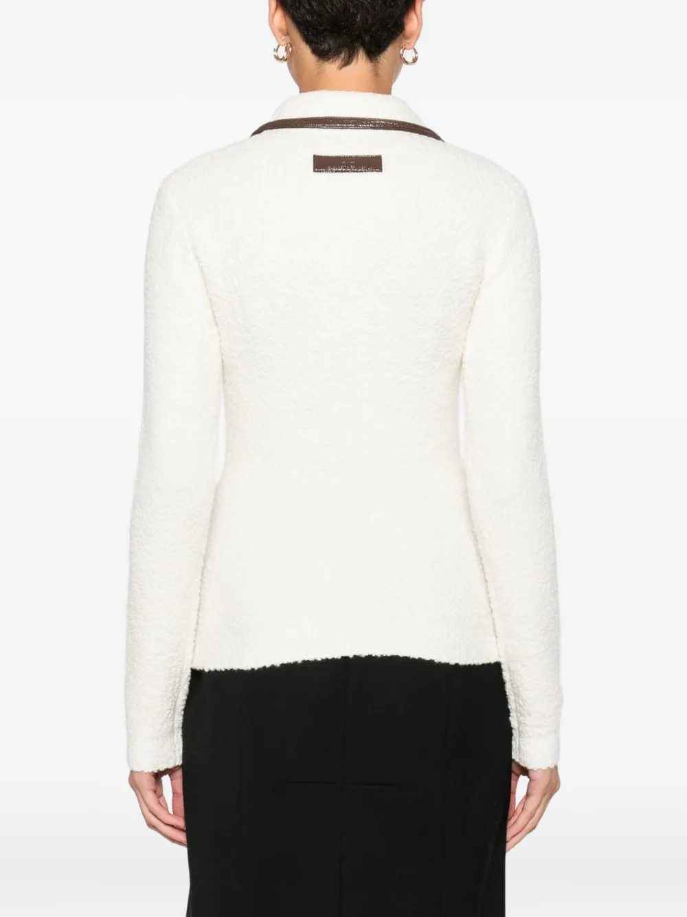 Elisabetta Franchi Zip-front Collar Sweater In White