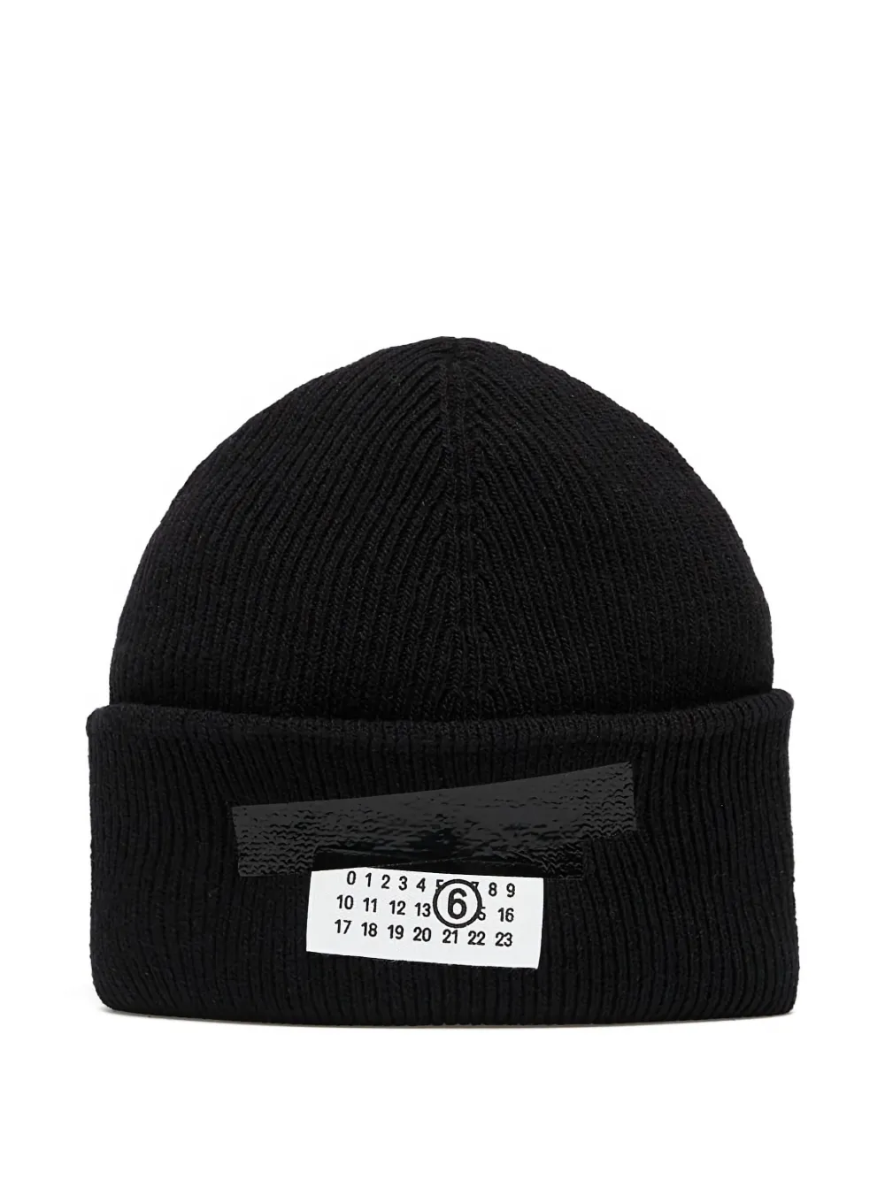 Mm6 Maison Margiela Number-patch Beanie In Black