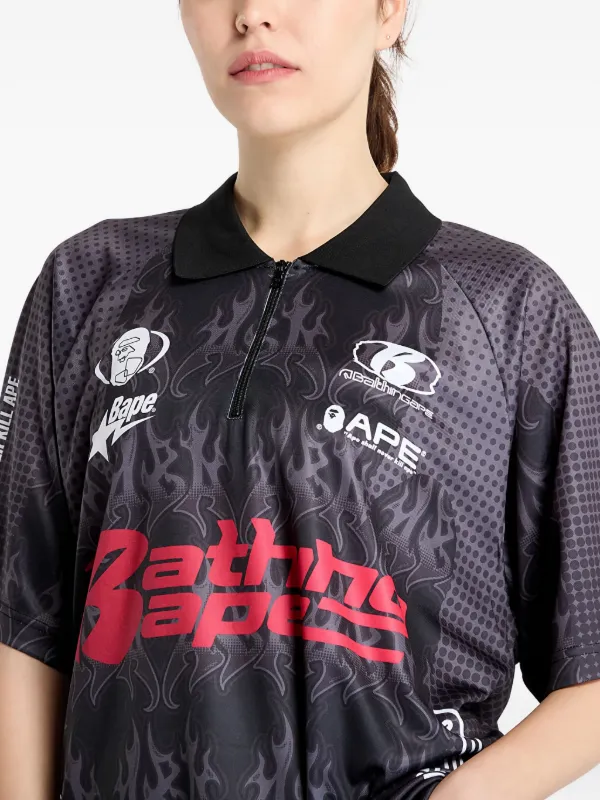 A BATHING APE® flame-print T-shirt | Black | FARFETCH MY