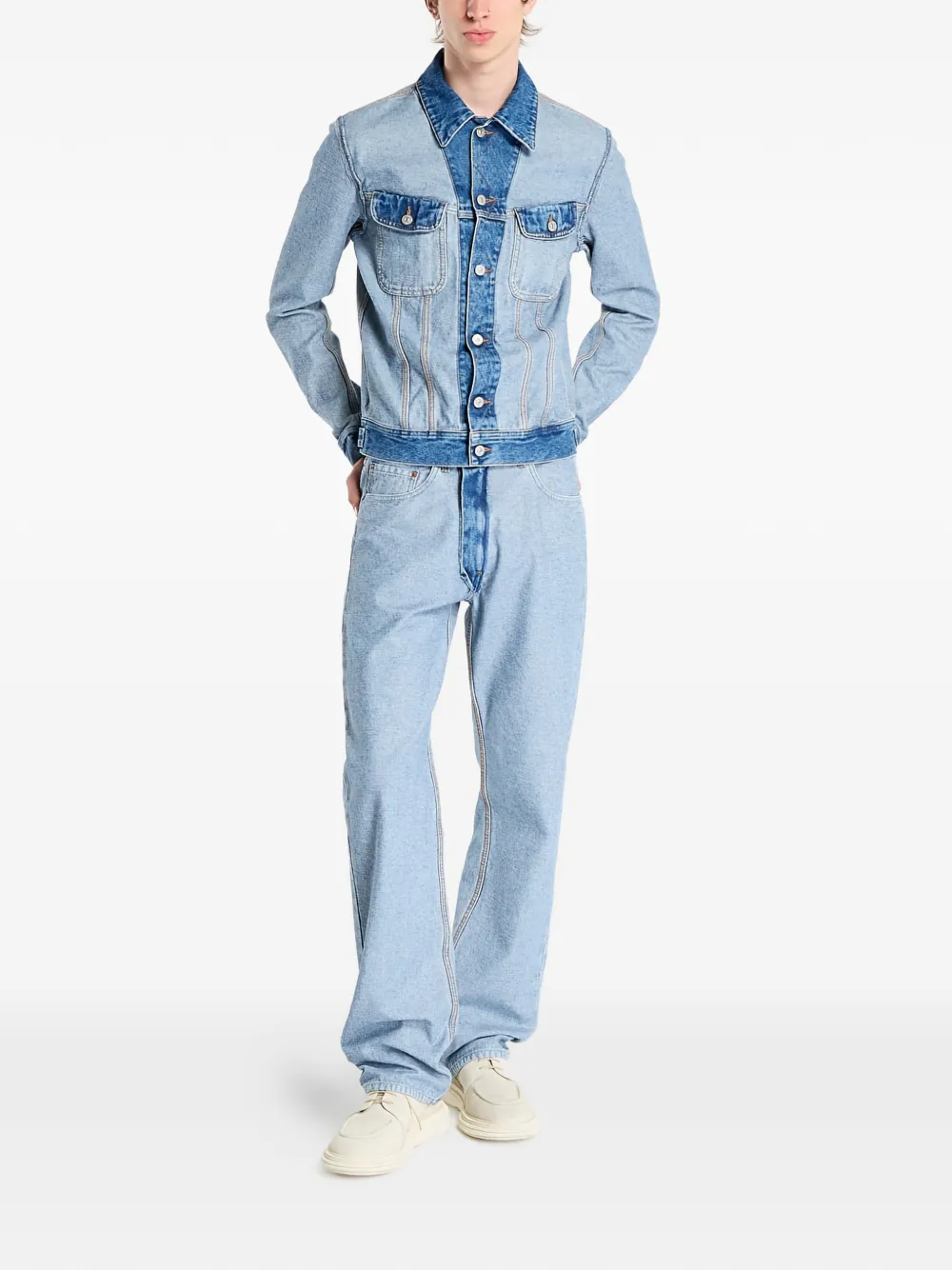 MM6 Maison Margiela Denim jack met klepzakken Blauw