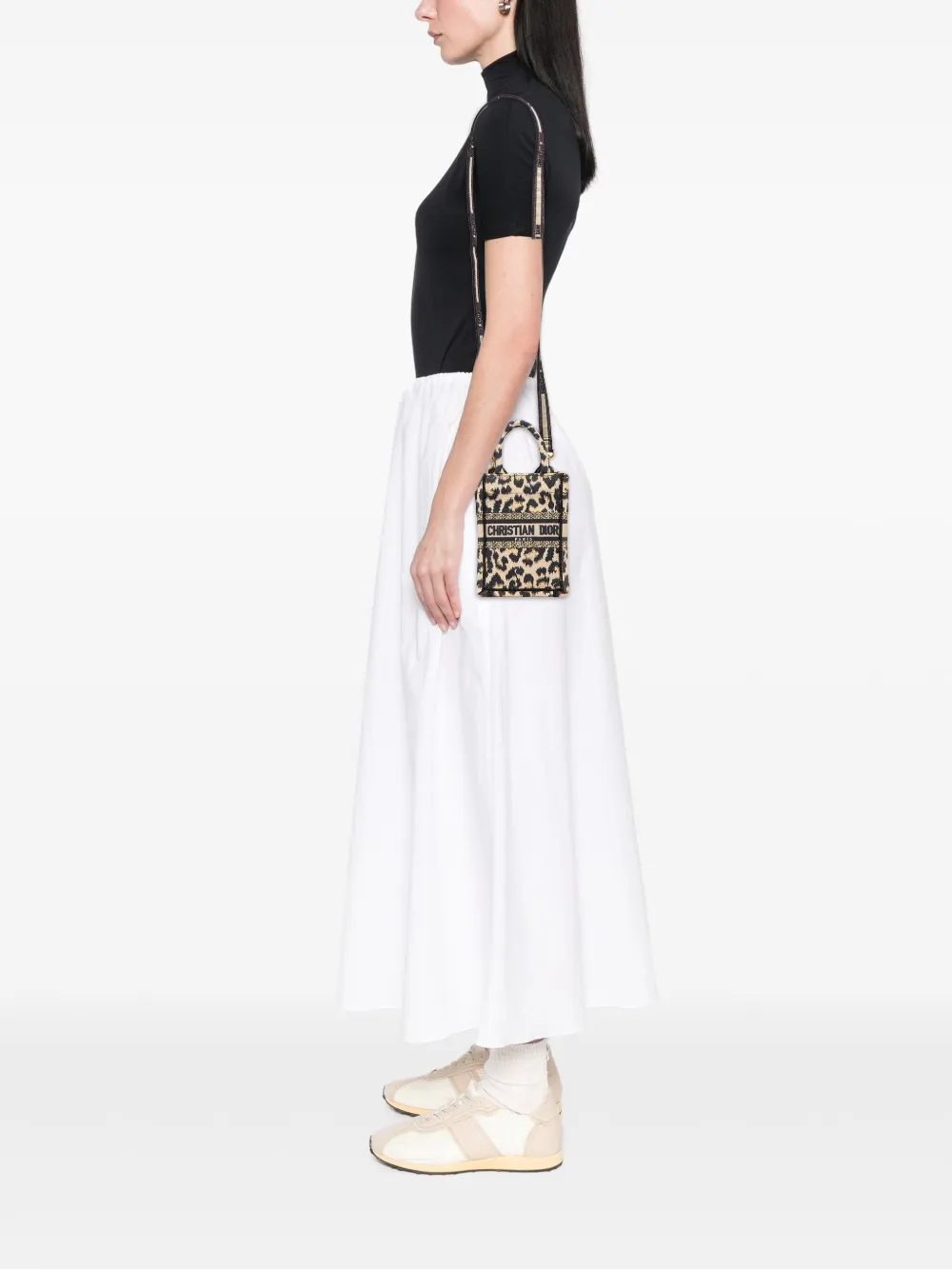 Christian Dior Pre-Owned 2022 Mizza Mini Embroidered Canvas Leopard Vertical Book Tote satchel | Pre-Owned | Image 2