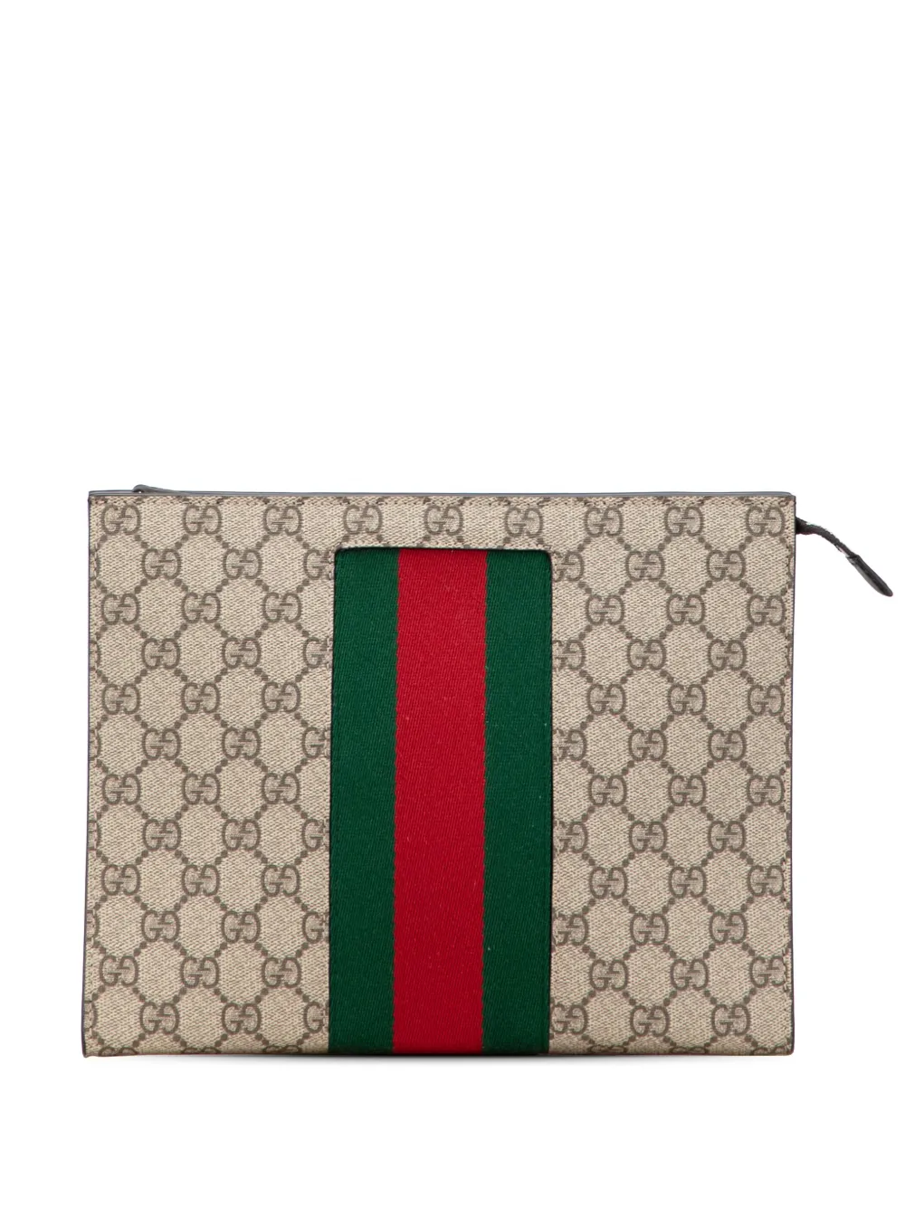 Gucci Pre-Owned 2000-2015 GGスプリーム ウェブ クラッチバッグ - ブラウン Gucci Pre-Owned 2000-2015 GGスプリーム ウェブ クラッチバッグ - ブラウン