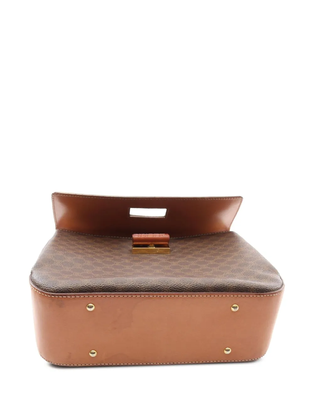 Pre-owned Celine 2000-2025 Macadam Coated Canvas Satchel In Brown