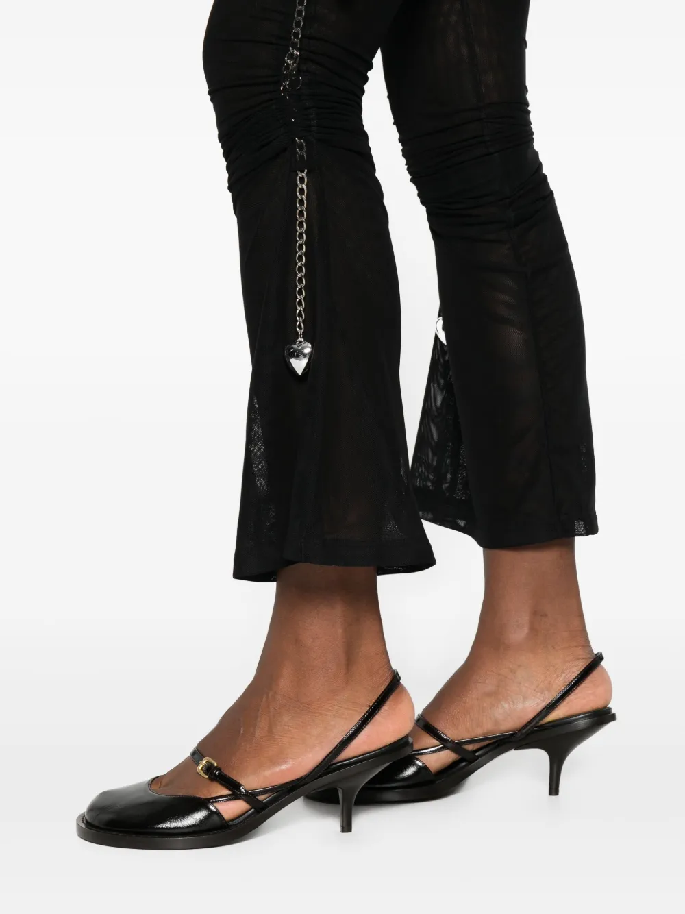 Chopova Lowena Mesh flared broek verfraaid met ketting Zwart