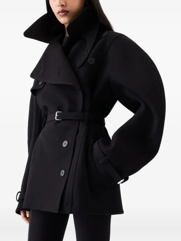 Jacquemus Belted balloon-sleeve Coat | Black | FARFETCH GE