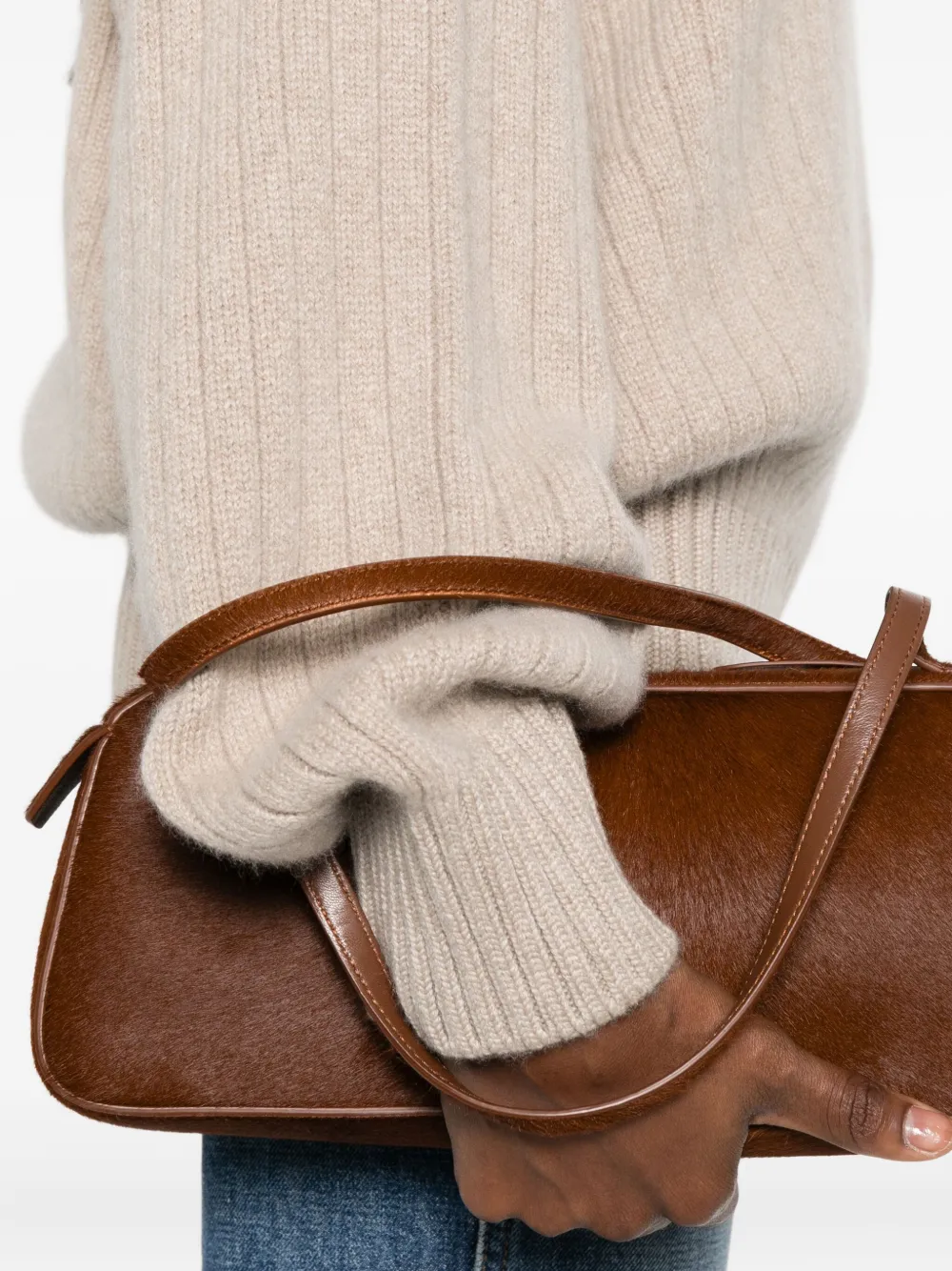 KHAITE Geribbelde sweater Beige