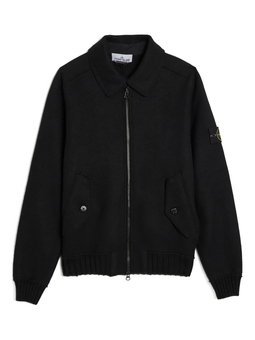 Stone Island felted zip-fastening cardigan - Nero