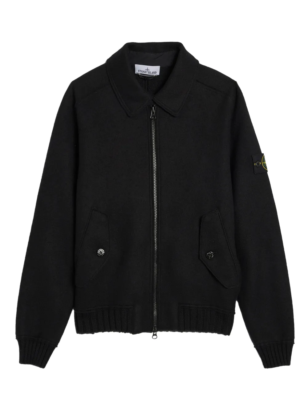 Stone Island felted zip-fastening cardigan - Black