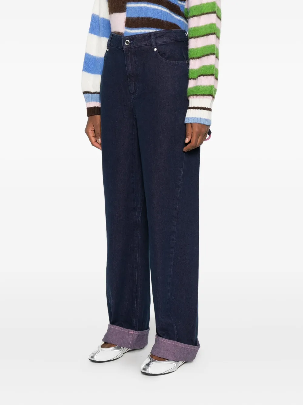 Stine Goya Jeans met vijf zakken en omgeslagen pijpen Blauw