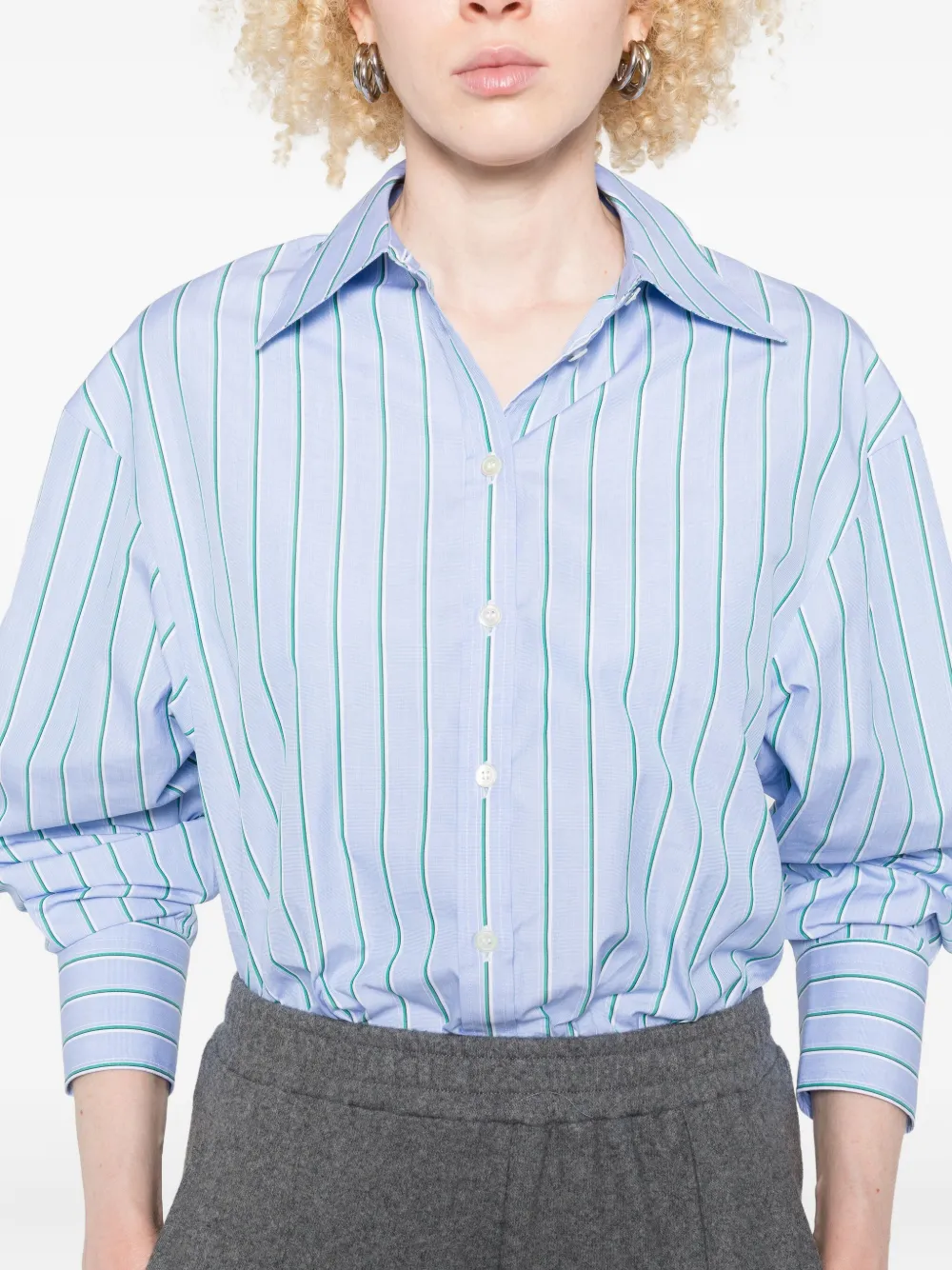 Bite Studios Striped Button-down Shirt In Blue