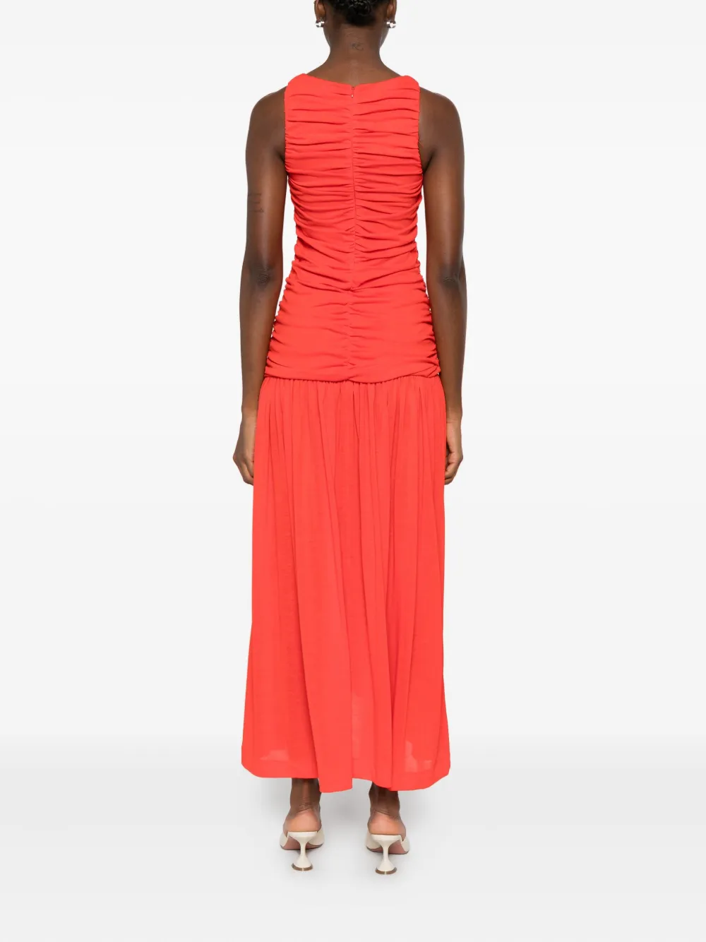 Bite Studios Evidente Gathered-waist Dress In Red