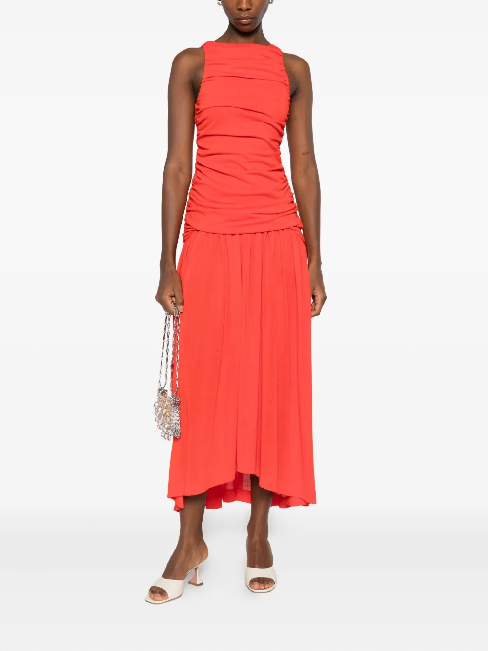 BITE Studios Evidente jurk met gesmockte taille - Rood