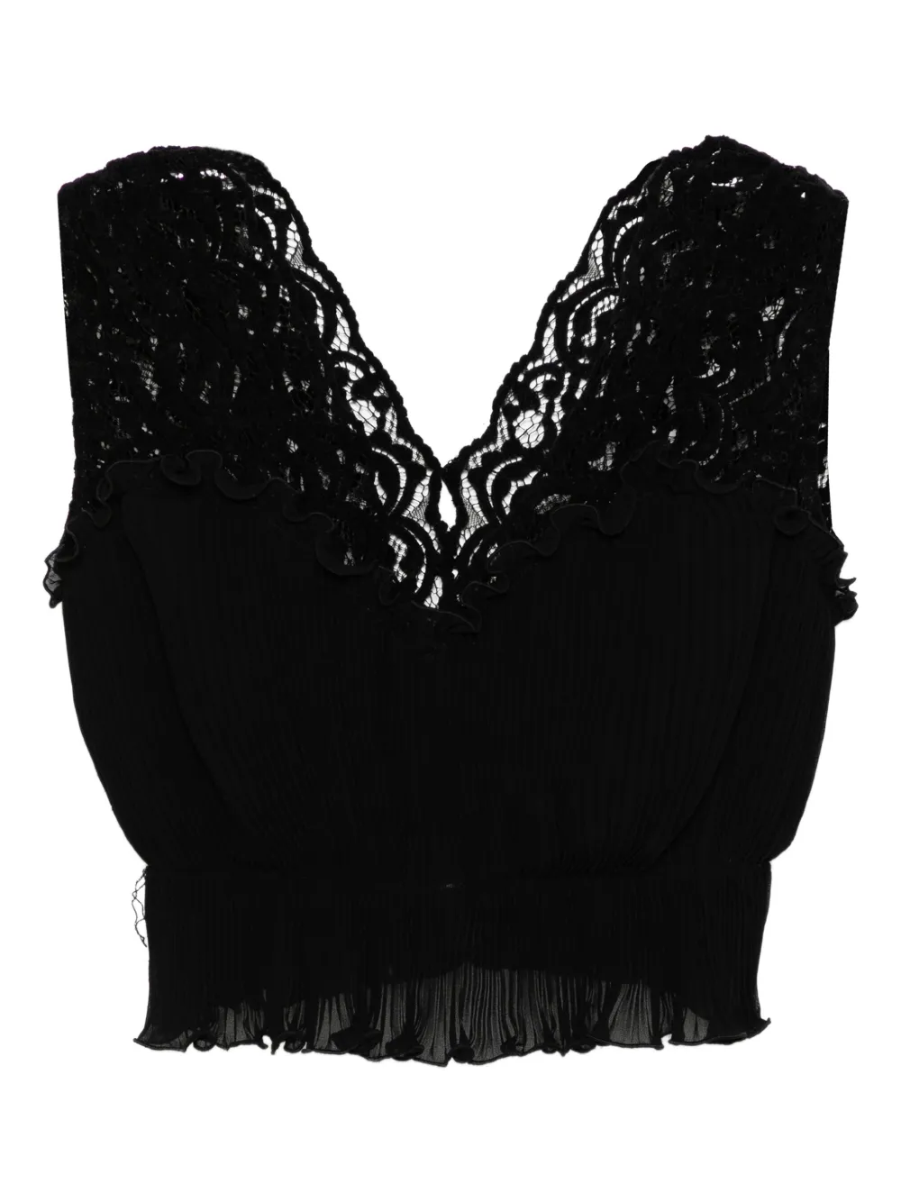 Saiid Kobeisy Top in pizzo plissettato - Nero