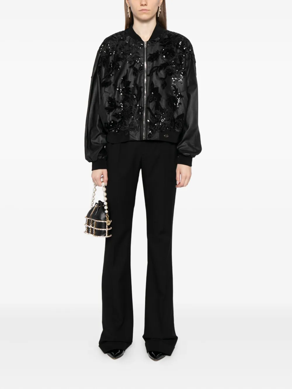 Saiid Kobeisy Beaded Leather Jacket In Black