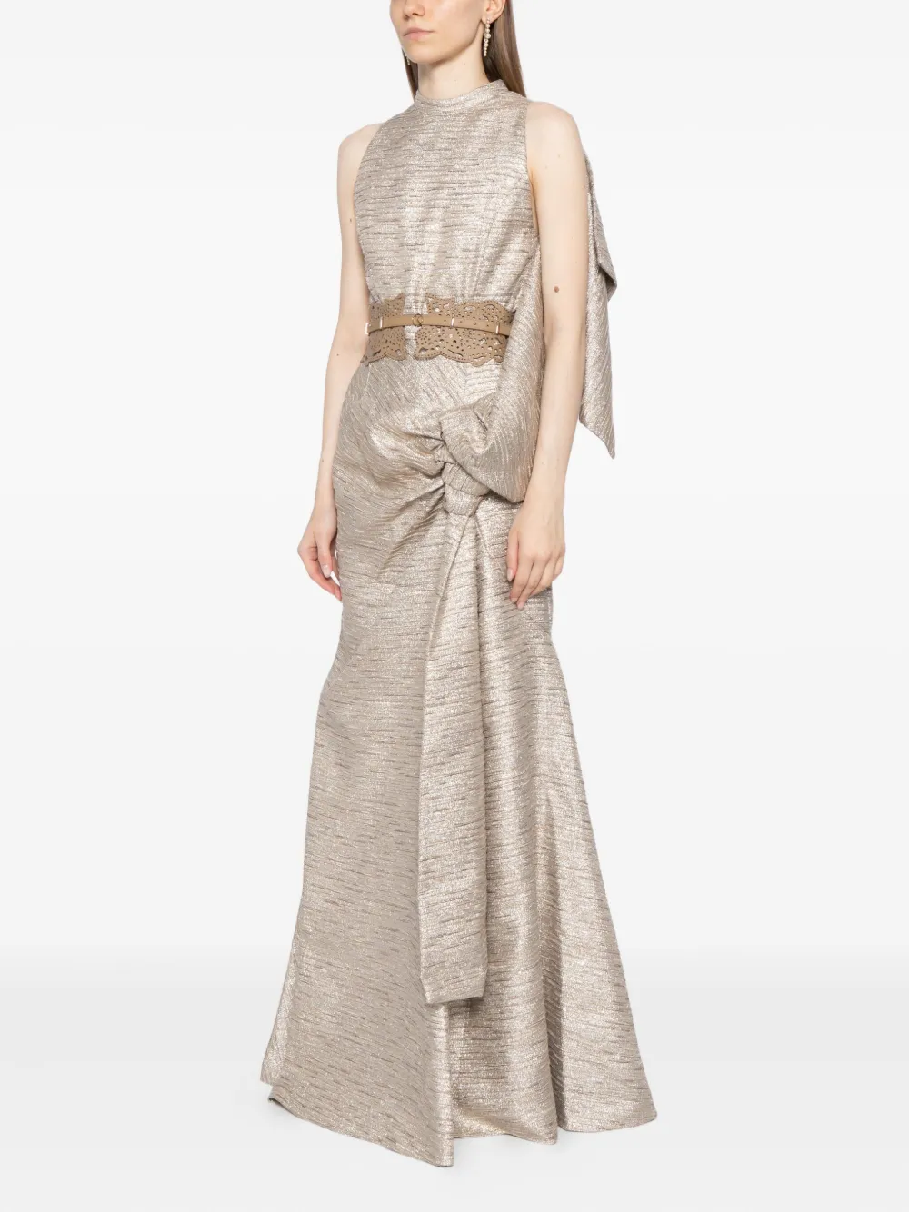 Saiid Kobeisy Brocade jurk Beige