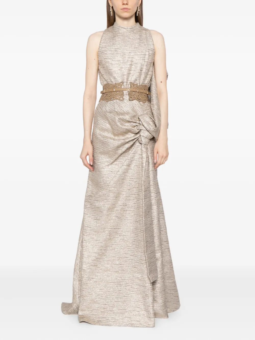 Saiid Kobeisy Brocade jurk - Beige