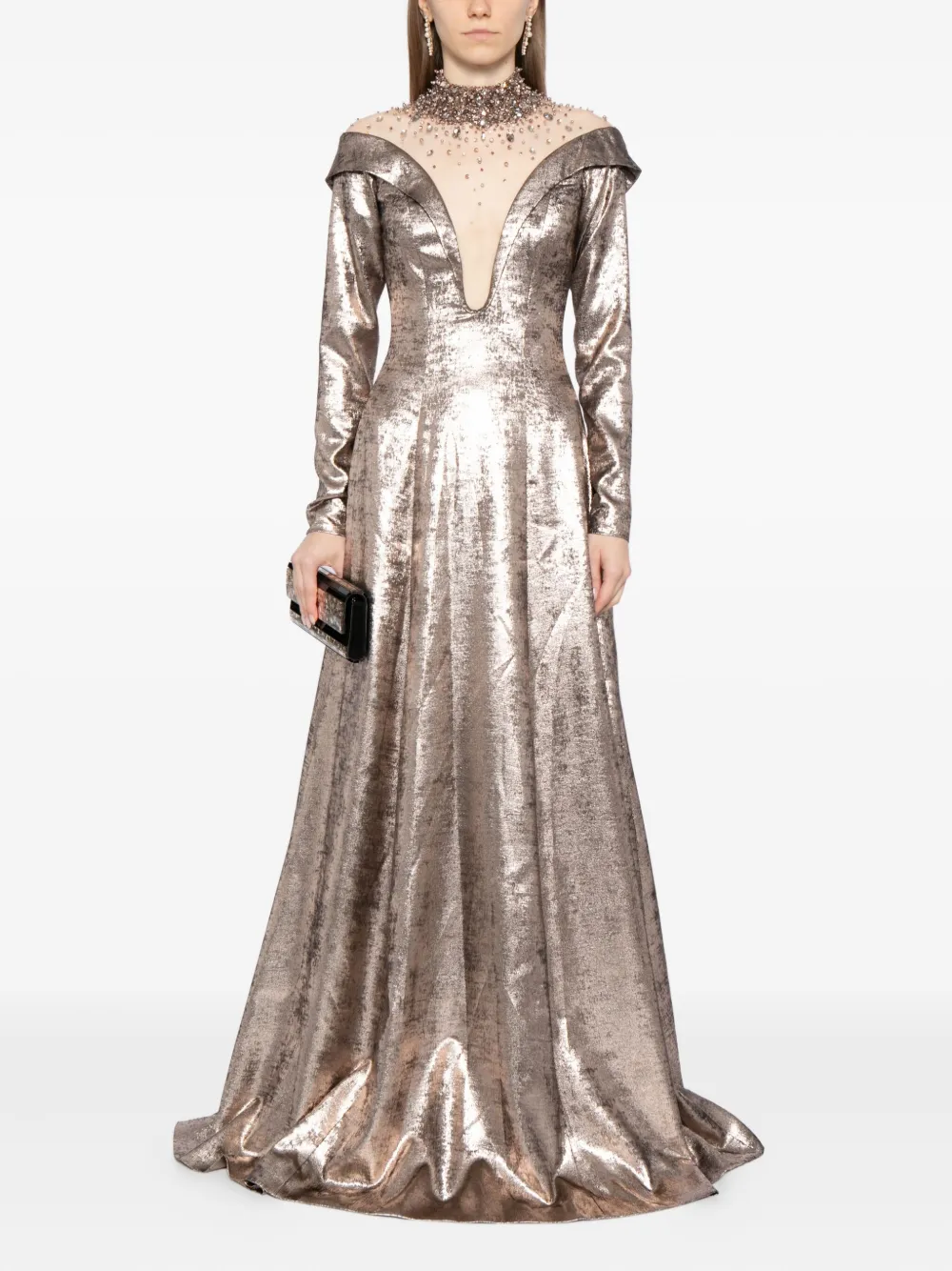 Saiid Kobeisy Maxi-jurk verfraaid met kristallen - Metallic