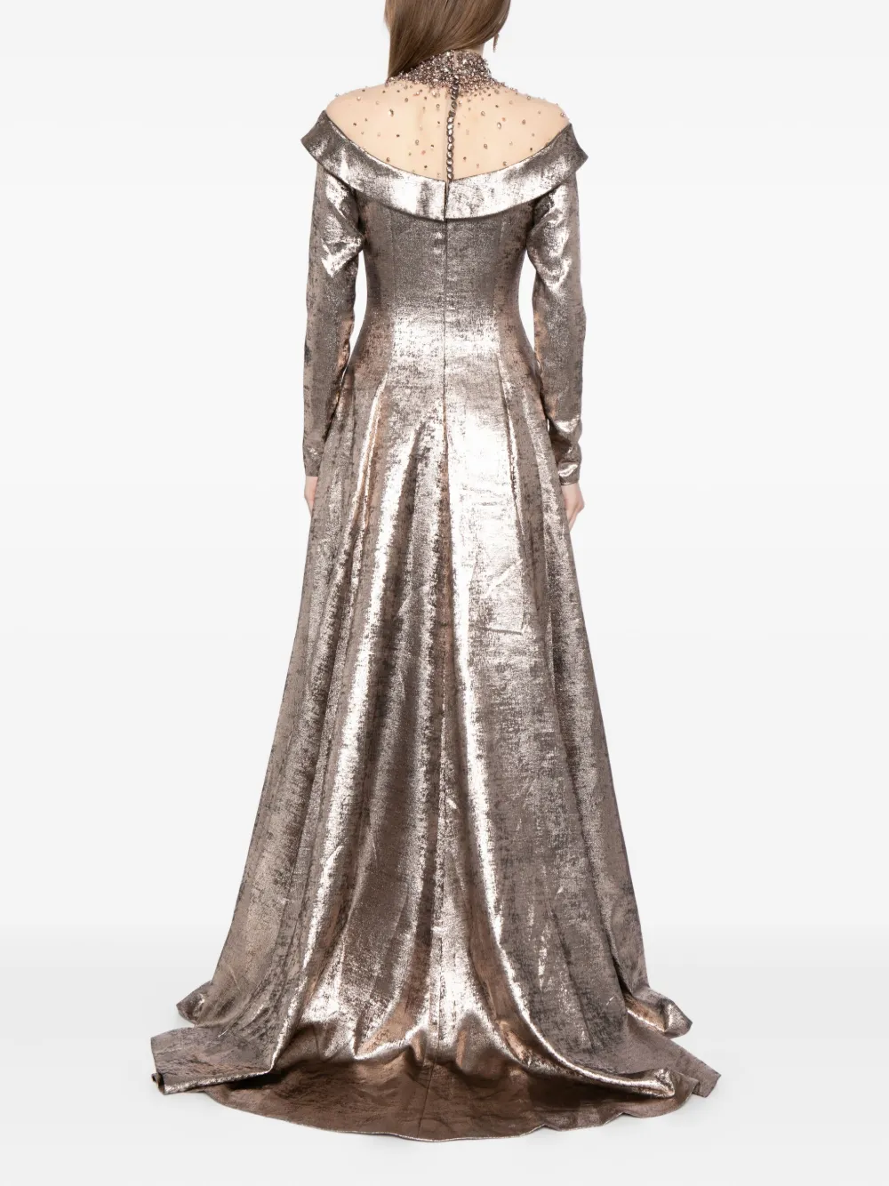Saiid Kobeisy Crystal-embellished Maxi Dress In Silver