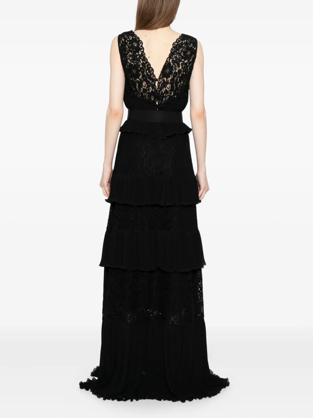 Saiid Kobeisy Jurk met bloemenkant Zwart