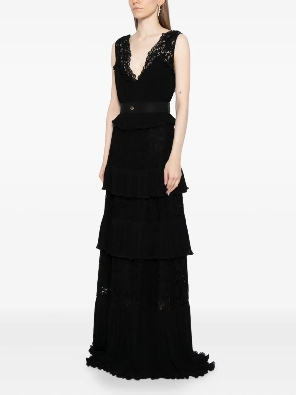 Saiid Kobeisy Jurk met bloemenkant Zwart