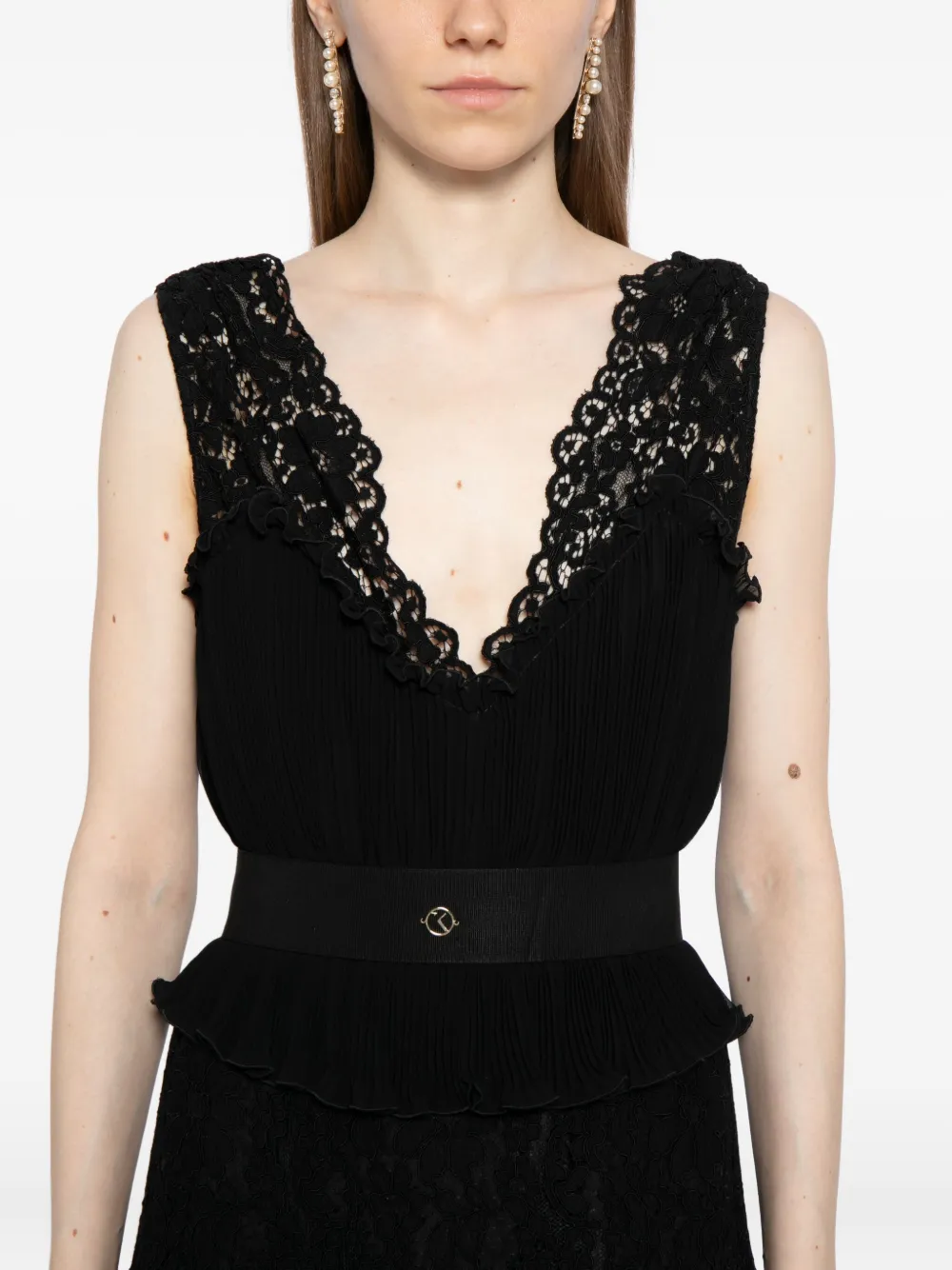 Saiid Kobeisy Jurk met bloemenkant Zwart