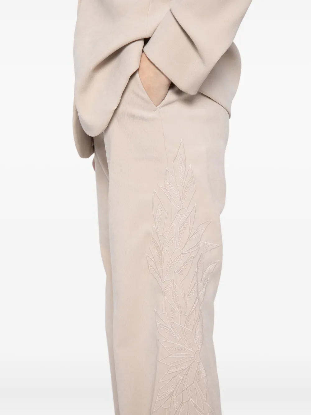 Saiid Kobeisy Broek met borduurwerk Beige