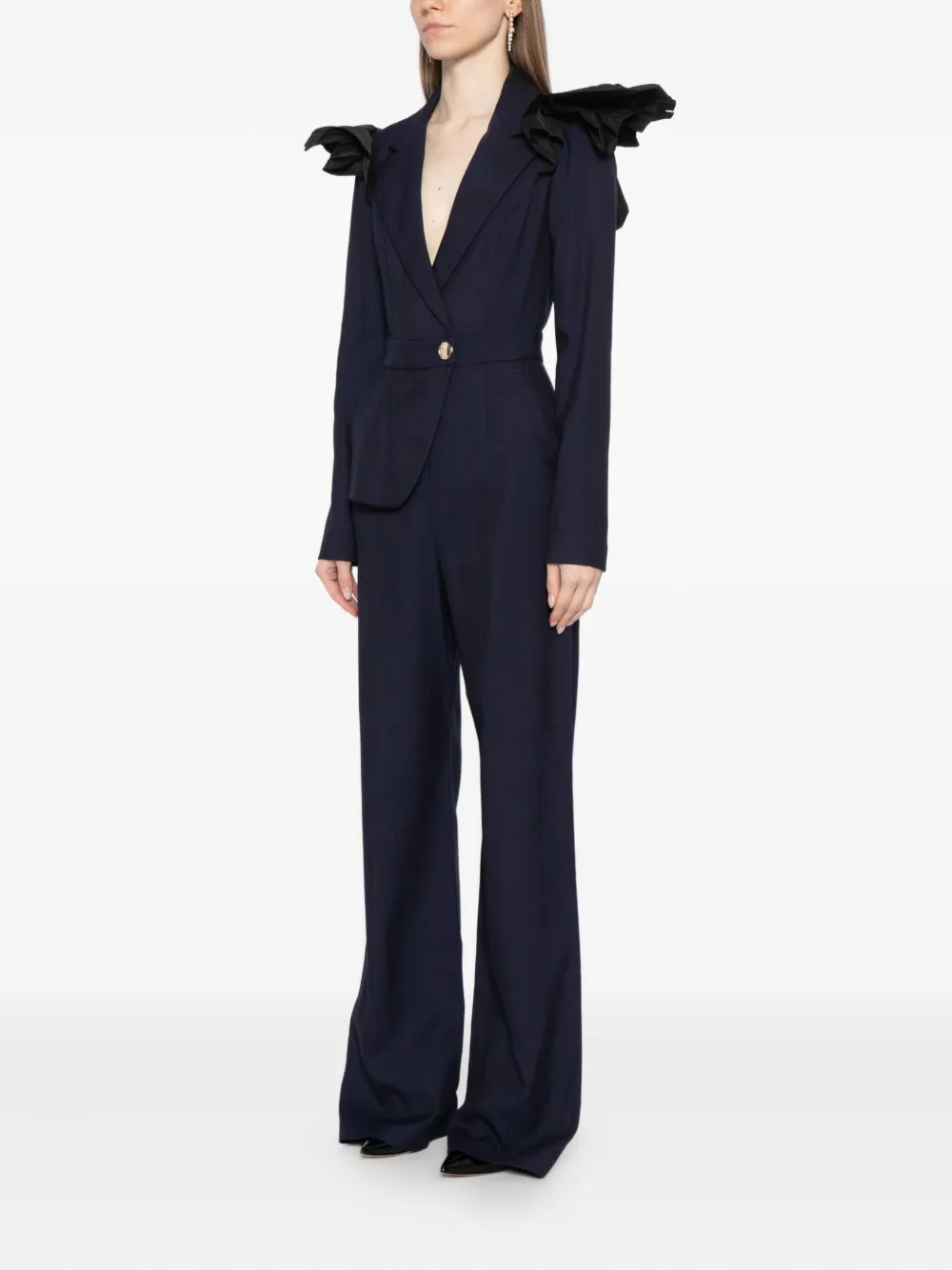 Saiid Kobeisy Jumpsuit met ruches Blauw