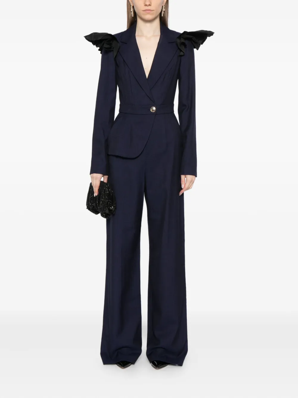 Saiid Kobeisy Jumpsuit met ruches - Blauw