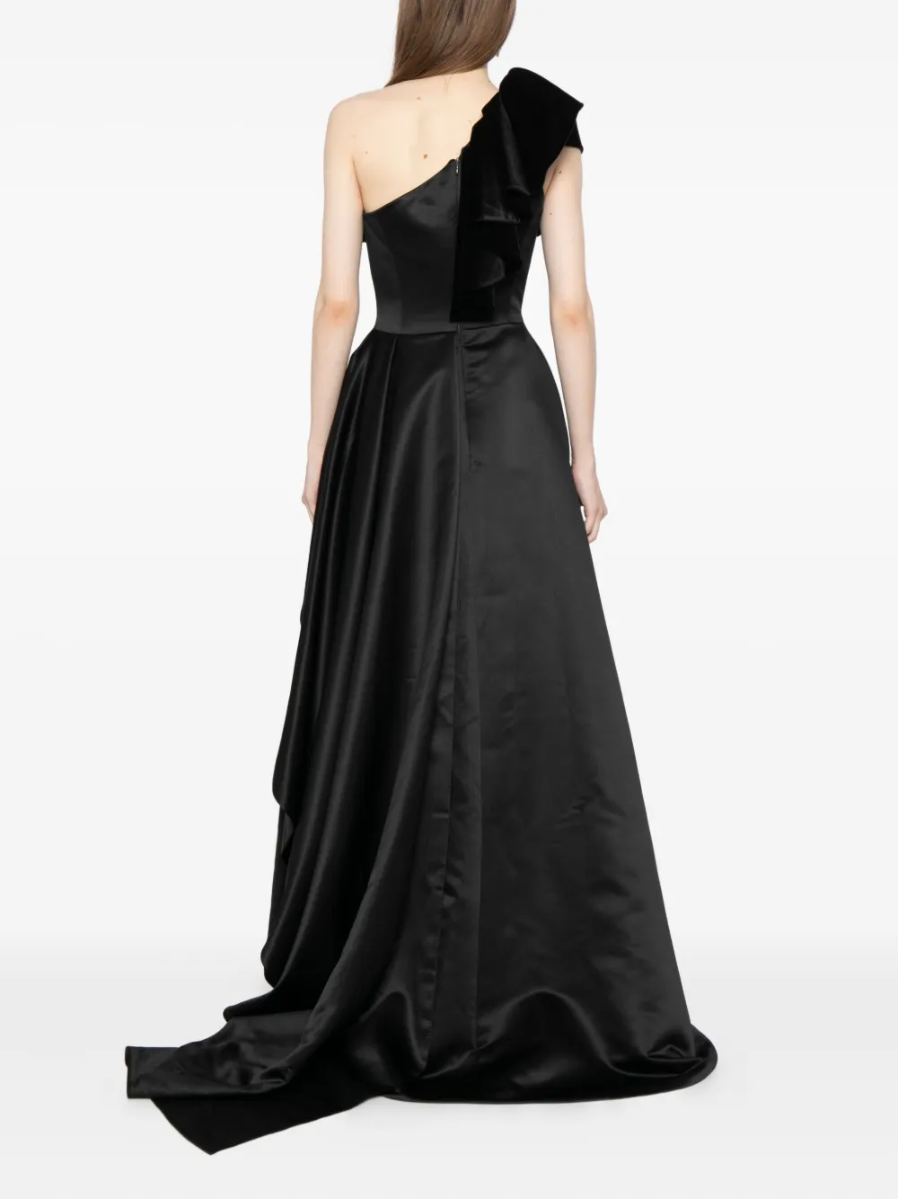 Saiid Kobeisy Jurk met asymmetrische hals Zwart