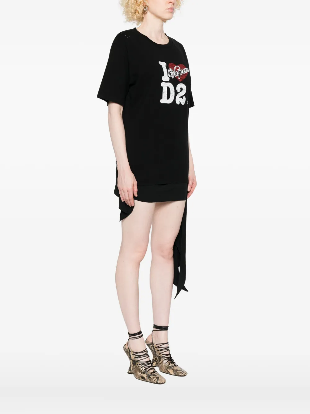 Dsquared2 Vaquera Loves D2 T-shirt In Black