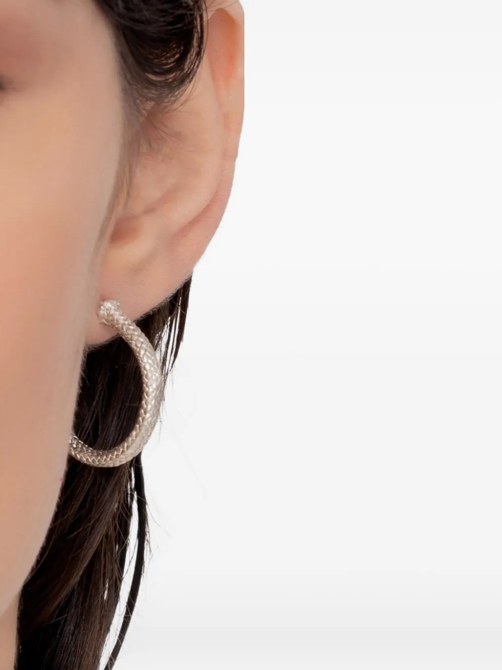 Angela Lago Creole rope-textured hoop earrings | Silver | Image 1