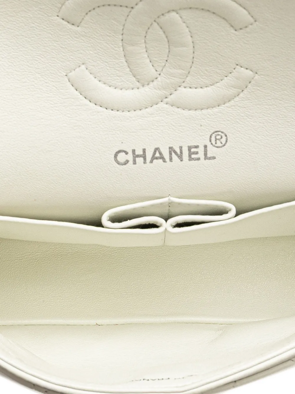Pre-owned Chanel 1997-1999 Small Classic Lambskin Double Flap Shoulder Bag In White