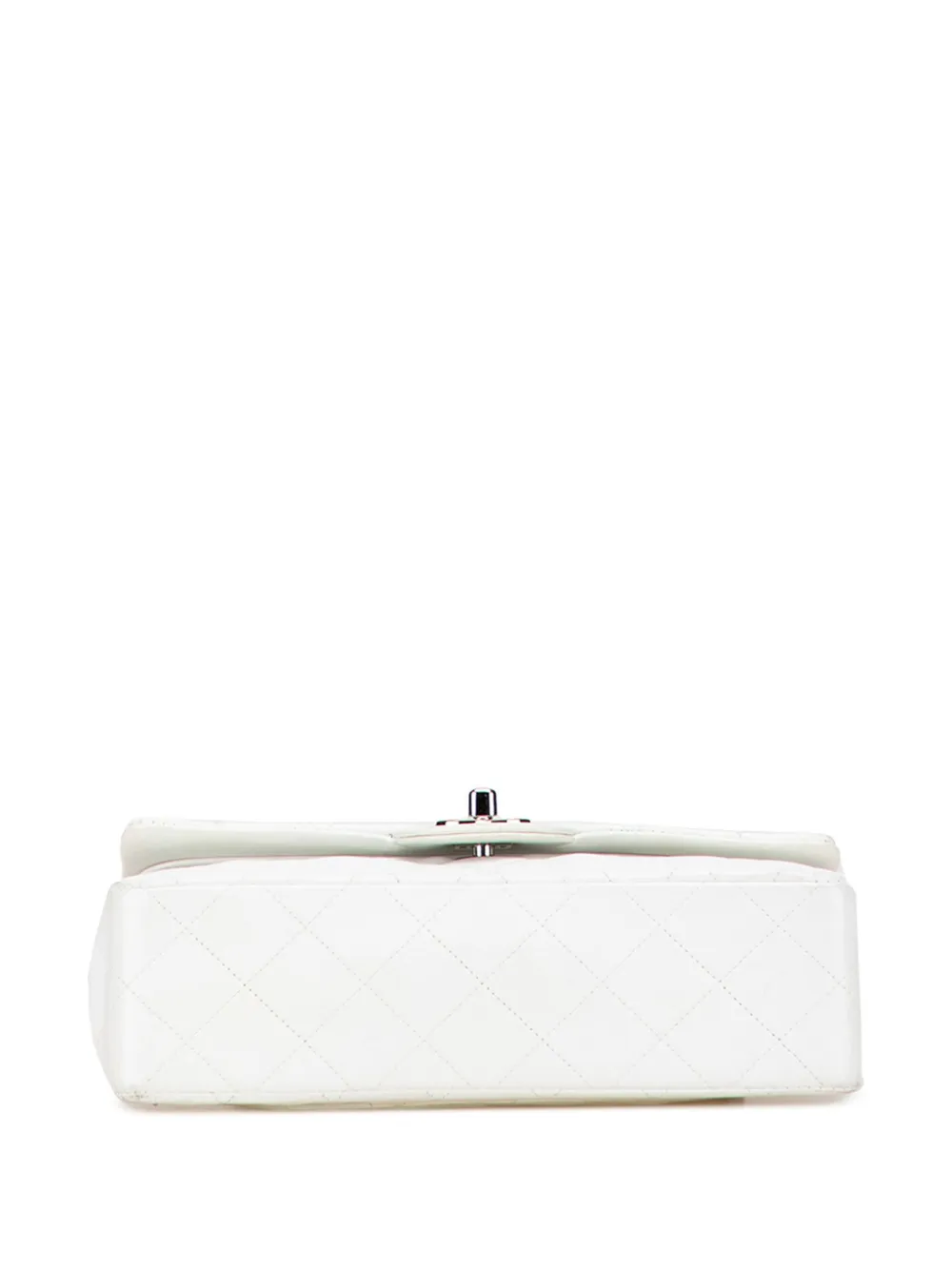 Pre-owned Chanel 1997-1999 Small Classic Lambskin Double Flap Shoulder Bag In White