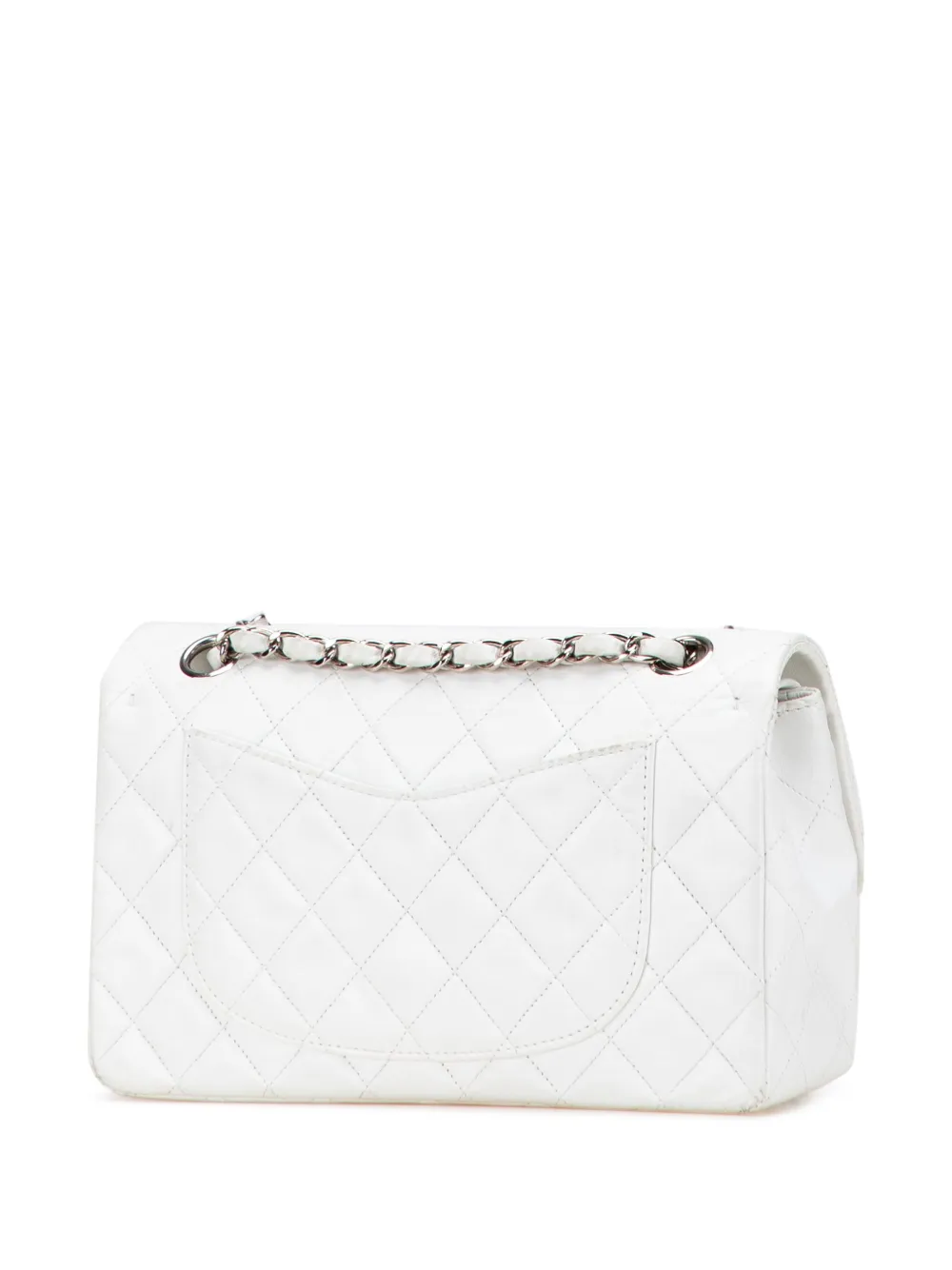 Pre-owned Chanel 1997-1999 Small Classic Lambskin Double Flap Shoulder Bag In White