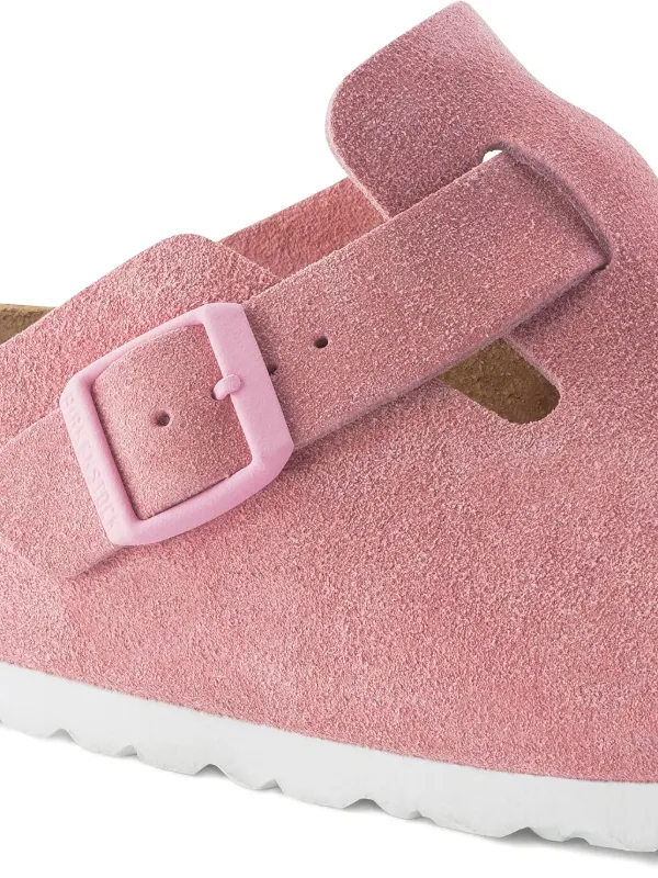 Birkenstock Boston Buckle Suede Mules | Pink | FARFETCH