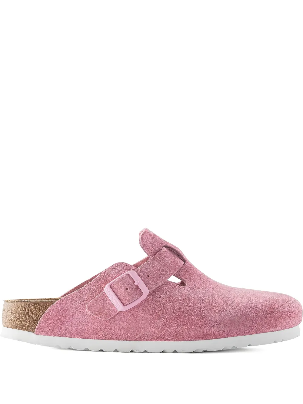 Birkenstock Boston buckle suede mules Pink