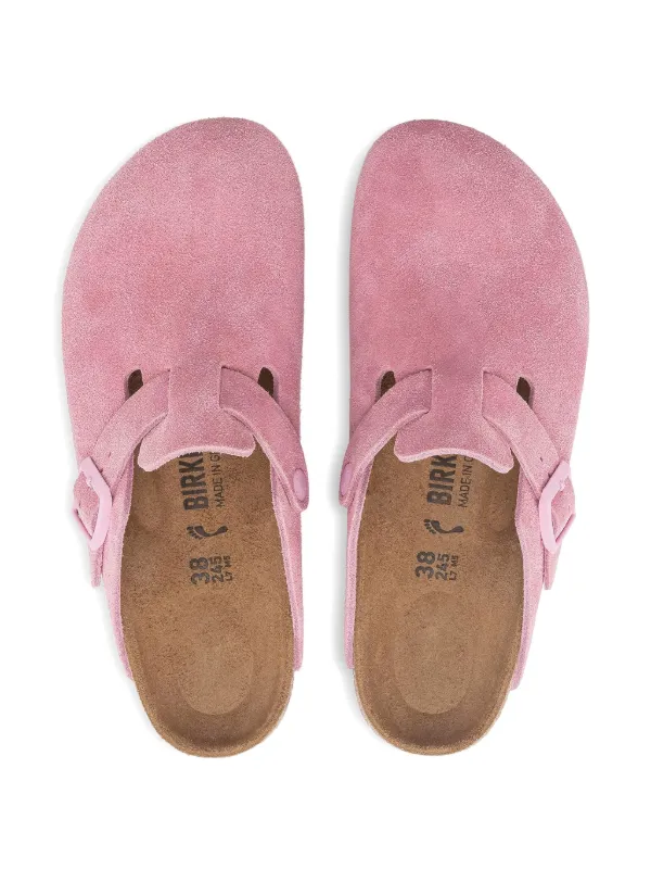 Birkenstock Boston Buckle Suede Mules | Pink | FARFETCH