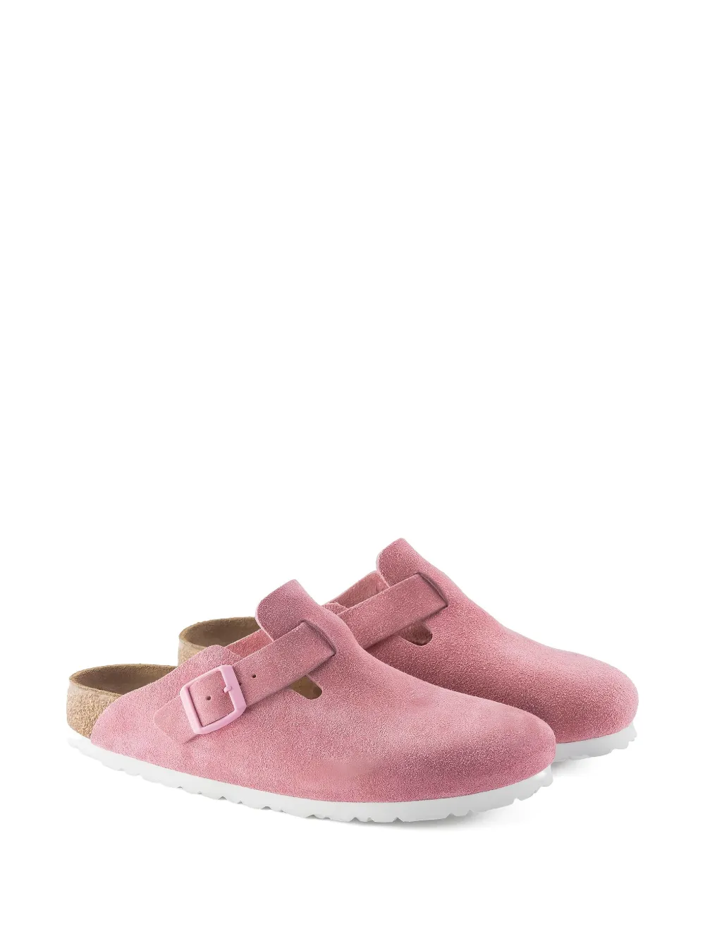 Birkenstock Boston buckle suede mules - Roze