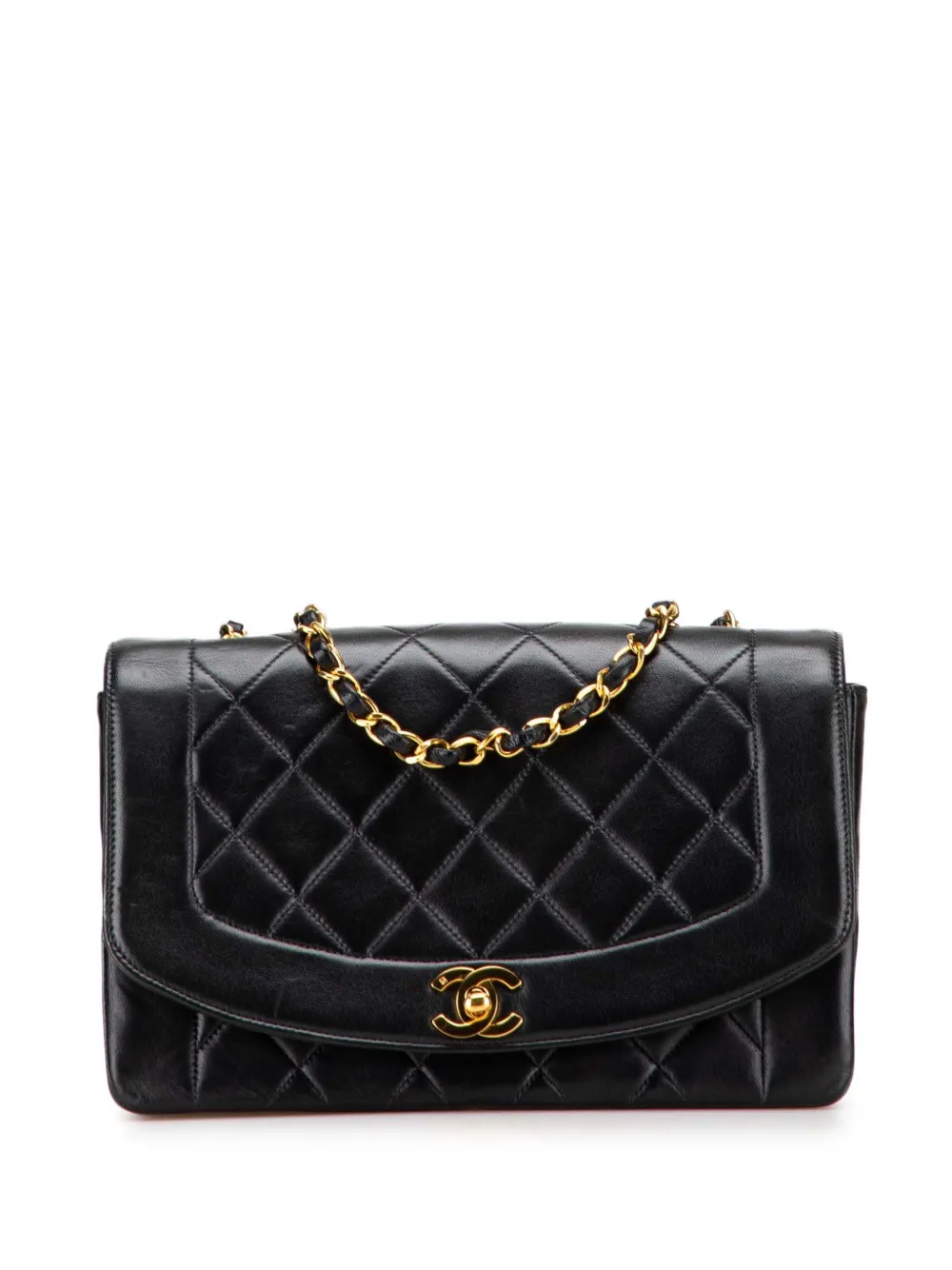 CHANEL Pre-Owned 1991-1994 ミディアム ラムスキン ダイアナ フラップ ショルダーバッグ - ブラック CHANEL Pre-Owned 1991-1994 ミディアム ラムスキン ダイアナ フラップ ショルダーバッグ - ブラック