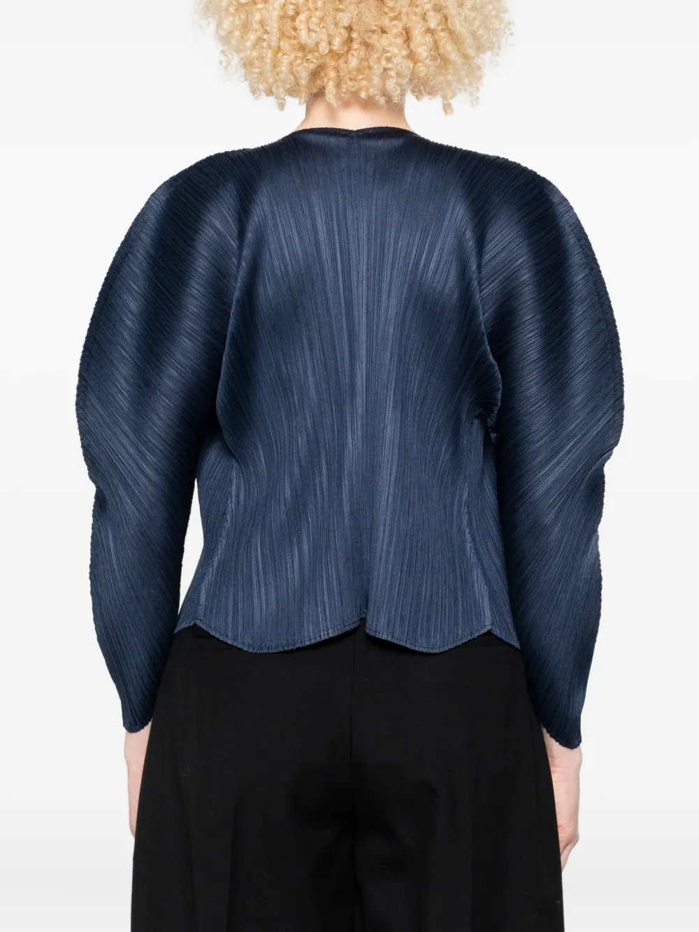 Issey Miyake Pleated Jacket In Blue